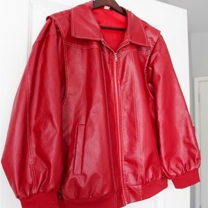 Vibrant Red Leather Jacket